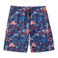 Cute Dino Leaves And Flowers Print Men's Swim Trunks