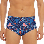 Cute Dino Leaves And Flowers Print Men's Triangle Swim Briefs