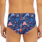 Cute Dino Leaves And Flowers Print Men's Triangle Swim Briefs