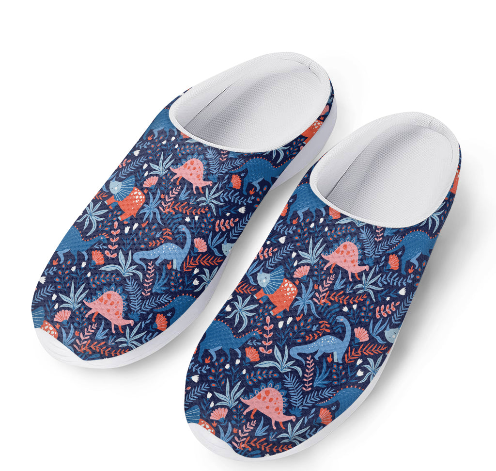 Cute Dino Leaves And Flowers Print Mesh Casual Shoes