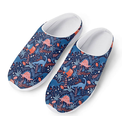Cute Dino Leaves And Flowers Print Mesh Casual Shoes