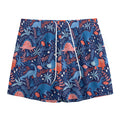 Cute Dino Leaves And Flowers Print Mesh Shorts