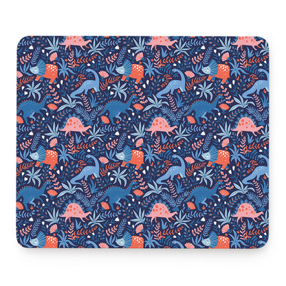 Cute Dino Leaves And Flowers Print Mouse Pad