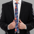 Cute Dino Leaves And Flowers Print Necktie