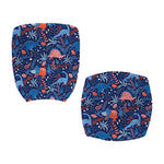 Cute Dino Leaves And Flowers Print Office Chair Cover