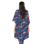Cute Dino Leaves And Flowers Print Open Front Beach Cover Up