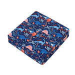 Cute Dino Leaves And Flowers Print Outdoor Seat Cushion Cover