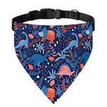 Cute Dino Leaves And Flowers Print Over The Collar Dog Bandana