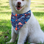 Cute Dino Leaves And Flowers Print Over The Collar Dog Bandana