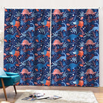 Cute Dino Leaves And Flowers Print Pencil Pleat Curtains