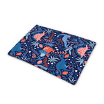 Cute Dino Leaves And Flowers Print Pet Cooling Mat Cover