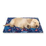 Cute Dino Leaves And Flowers Print Pet Cooling Mat Cover