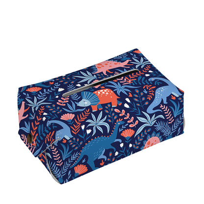 Cute Dino Leaves And Flowers Print Rectangle Tissue Box Cover