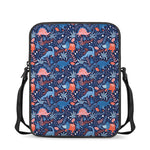 Cute Dino Leaves And Flowers Print Rectangular Crossbody Bag