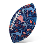 Cute Dino Leaves And Flowers Print Rugby Ball