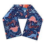Cute Dino Leaves And Flowers Print Scarf