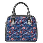 Cute Dino Leaves And Flowers Print Shoulder Handbag