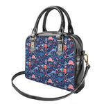 Cute Dino Leaves And Flowers Print Shoulder Handbag