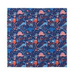 Cute Dino Leaves And Flowers Print Silk Bandana