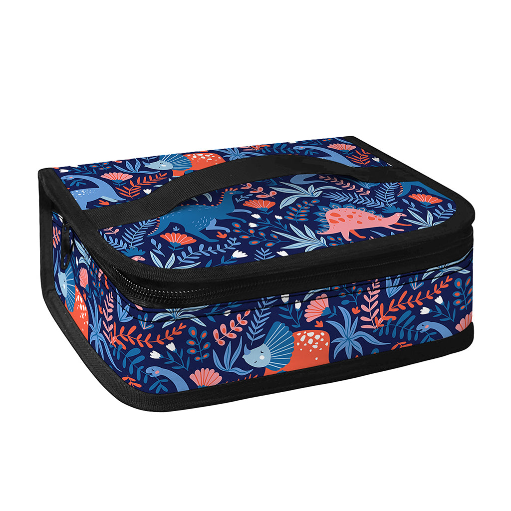 Cute Dino Leaves And Flowers Print Small Lunch Bag