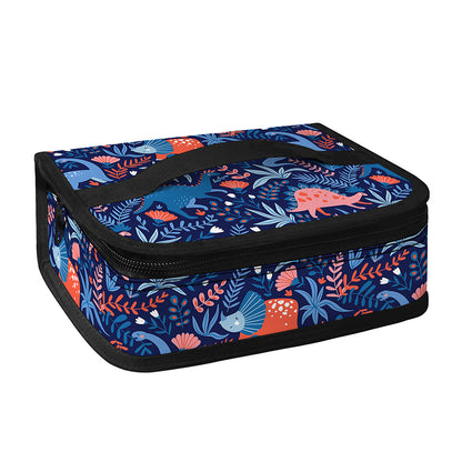 Cute Dino Leaves And Flowers Print Small Lunch Bag