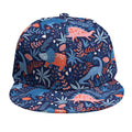 Cute Dino Leaves And Flowers Print Snapback Cap