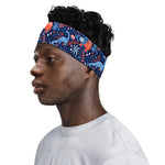 Cute Dino Leaves And Flowers Print Sports Headband