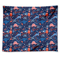 Cute Dino Leaves And Flowers Print Tapestry