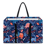 Cute Dino Leaves And Flowers Print Utility Tote Bag