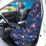 Cute Dino Leaves And Flowers Print Waterproof Car Seat Cover