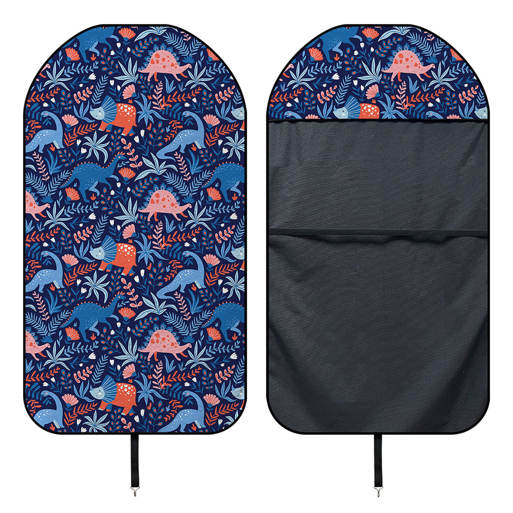Cute Dino Leaves And Flowers Print Waterproof Car Seat Cover