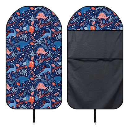 Cute Dino Leaves And Flowers Print Waterproof Car Seat Cover