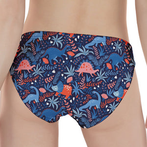 Cute Dino Leaves And Flowers Print Women's Panties