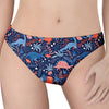 Cute Dino Leaves And Flowers Print Women's Thong