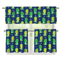 Cute Dino T-Rex Pattern Print 3 Piece Kitchen Curtains