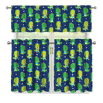 Cute Dino T-Rex Pattern Print 3 Piece Kitchen Curtains