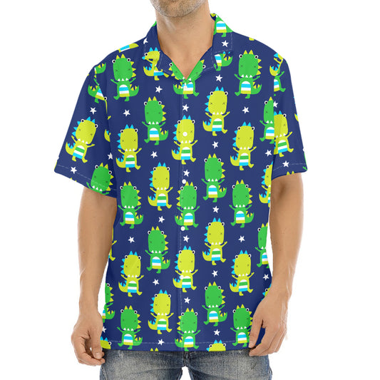 Cute Dino T-Rex Pattern Print Aloha Shirt