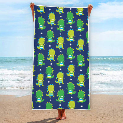 Cute Dino T-Rex Pattern Print Beach Towel