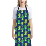 Cute Dino T-Rex Pattern Print Bib Apron With Pocket