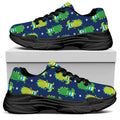 Cute Dino T-Rex Pattern Print Black Chunky Shoes
