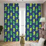 Cute Dino T-Rex Pattern Print Blackout Pencil Pleat Curtains