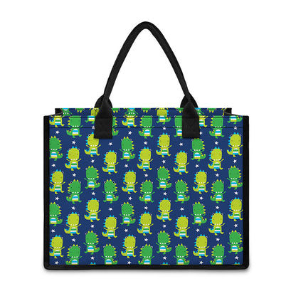 Cute Dino T-Rex Pattern Print Canvas Tote Bag