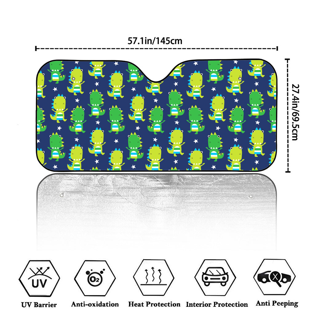 Cute Dino T-Rex Pattern Print Car Windshield Sun Shade