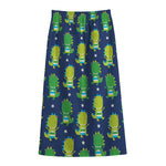 Cute Dino T-Rex Pattern Print Cotton Front Slit Maxi Skirt