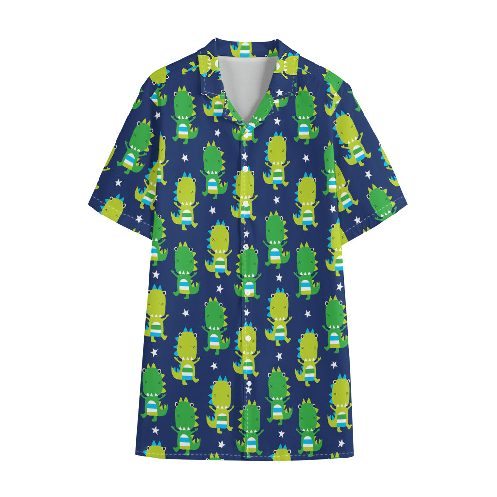 Cute Dino T-Rex Pattern Print Cotton Hawaiian Shirt