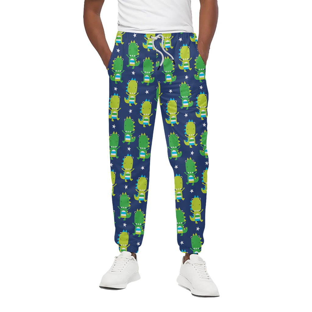 Cute Dino T-Rex Pattern Print Cotton Pants