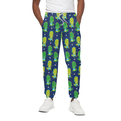 Cute Dino T-Rex Pattern Print Cotton Pants