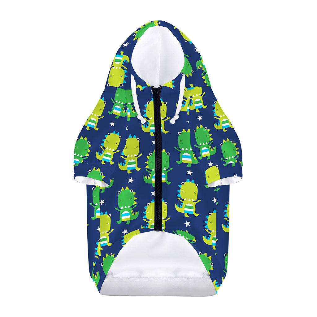 Cute Dino T-Rex Pattern Print Dog Zip Up Hoodie
