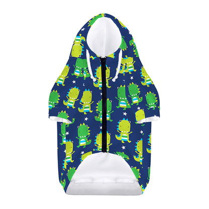 Cute Dino T-Rex Pattern Print Dog Zip Up Hoodie
