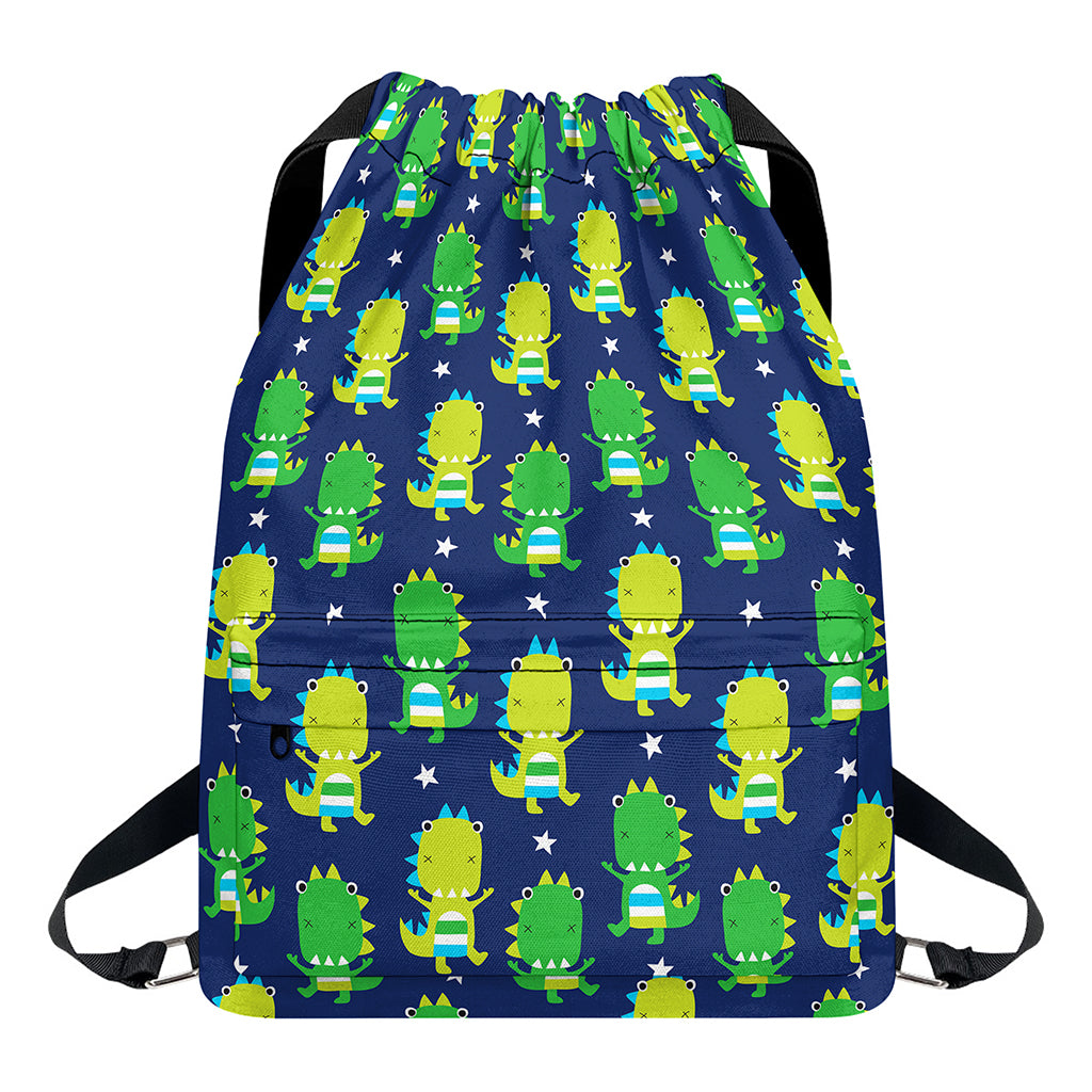 Cute Dino T-Rex Pattern Print Drawstring Backpack